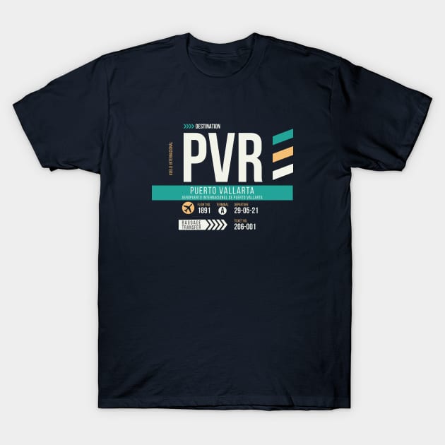 Puerto Vallart (PVR) Airport Code Baggage Tag T-Shirt by SLAG_Creative